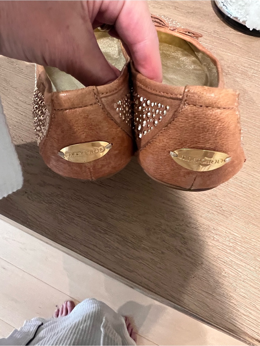 Jimmy Choo Nude Blush Crystal Embellished Ballet Flats - Picture 17 of 17
